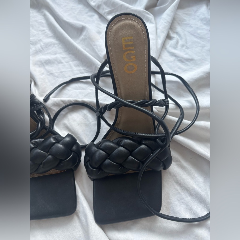 Black Braided Women's Sandals - Picture 3 of 6